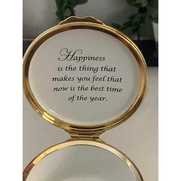 Marshall Enamels Four Seasons Pill Trinket Box Numbered Girl w Basket Happiness - Picture 3 of 16